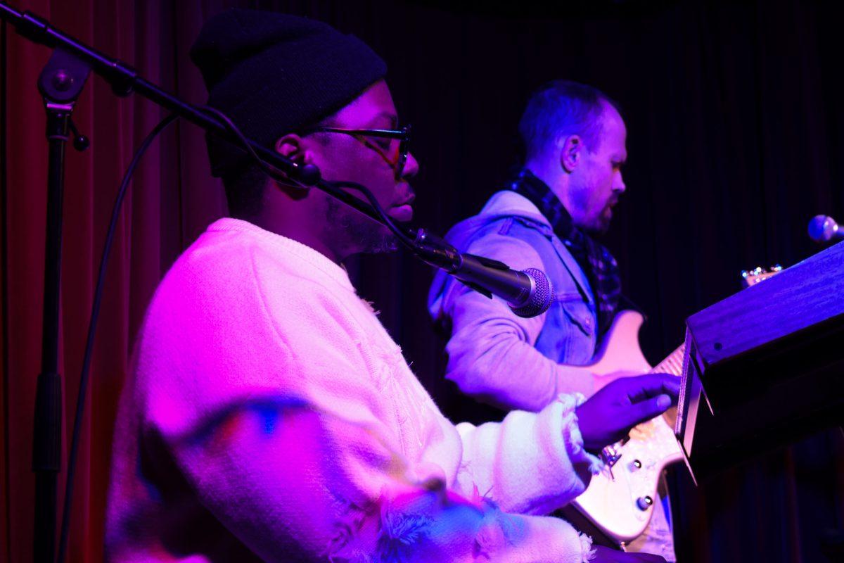Uncle Roy & Spice's bandmates play along to the songs on keyboard and electric guitar at the Cactus Feb. 14. Max Kinser/TSTV News