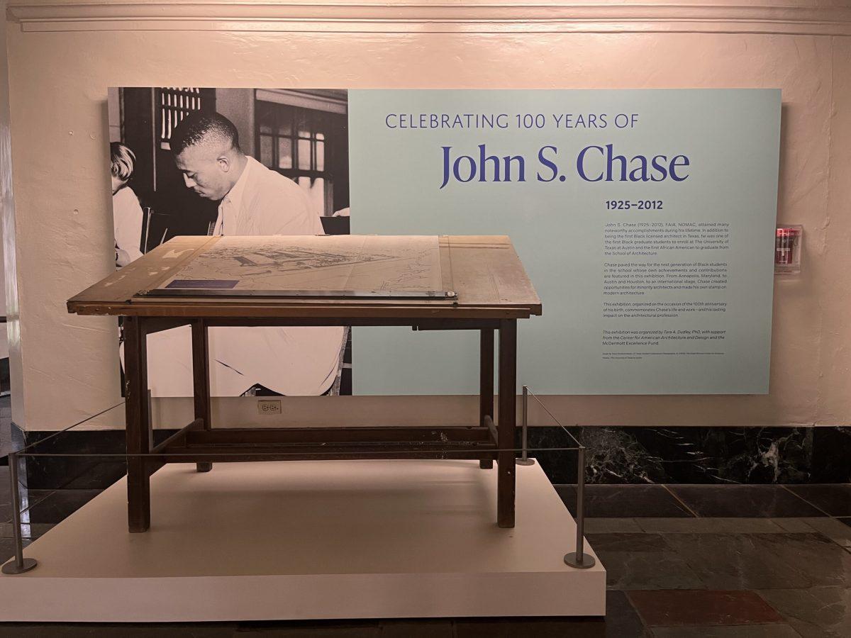 The exhibit celebrating John Chase is located inside Goldsmith Hall. Aneesh Tiwari/TSTV News