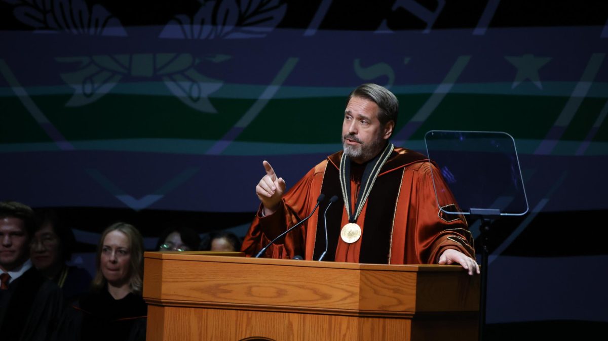 UT President Jim Davis delivers his inaugural State of the University Address in the Hogg Auditorium Oct. 22.